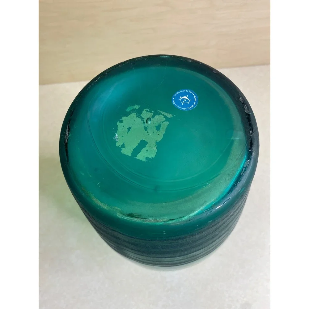 Beautiful Large Glass‎ Vase Emerald Green Hand Blown Made in Spain 12in Decorate
